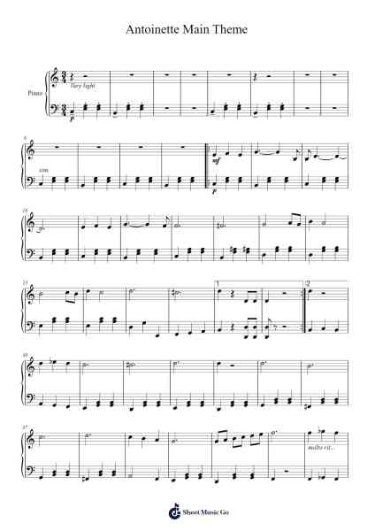 Antoinette Main Theme 樂譜由 Declan Sawchuk - 編曲 Kelins Woothe