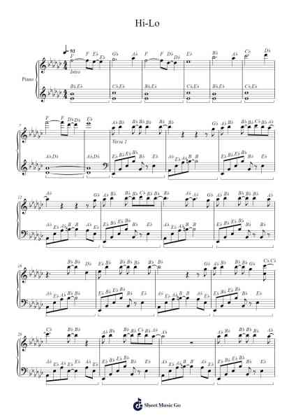 Hi-Lo Sheet Music by Jeamesdy-Arr.Spenvice