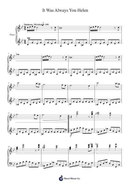 It Was Always You Helen Sheet Music by Philip Glass-Arr.Pulborg Ridean