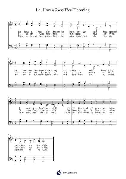 Lo, How a Rose E'er Blooming Sheet Music by -Arr.Debnoel Croftfrank
