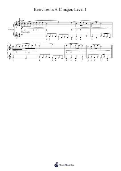 Exercises in A-C major, Level 1 Sheet Music by 中国音乐家协会-Arr.Boycehe