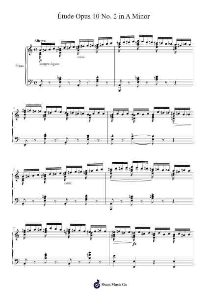 Étude Opus 10 No. 2 in A Minor Sheet Music by Frédéric Chopin-Arr.Lanme