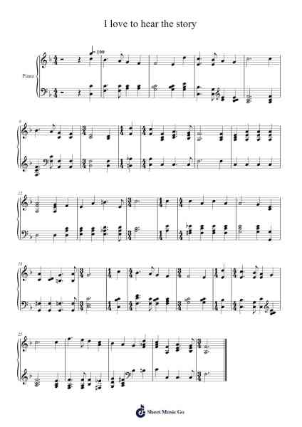 I Love to Hear the Story Nuty na fortepian przez Isaac Watts-Arr.Toutpeg
