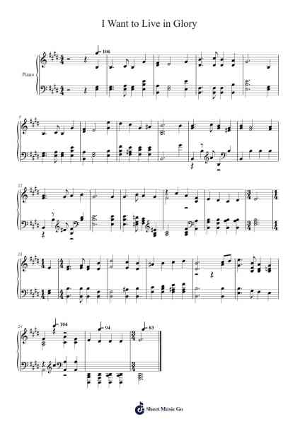 I Want to Live in Glory Sheet Music by Isaac Watts-Arr.Junegia Wato