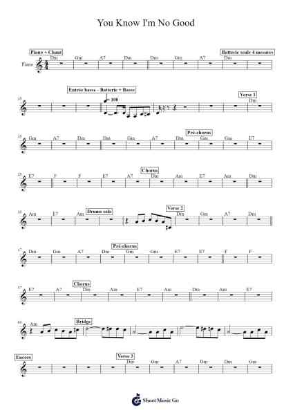 You Know I'm No Good 樂譜由 Amy Winehouse - 編曲 Latnon Yonngpold