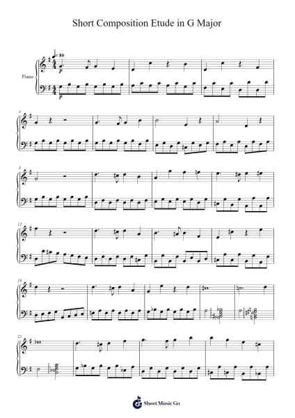 Short Composition Etude in G Major Sheet Music by Senest Cartle-Arr.Danchloe