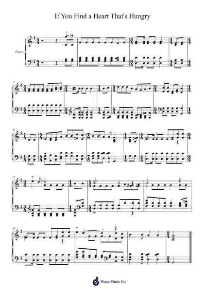 If You Find a Heart That's Hungry Musica per pianoforte di Isaac Watts - Arr.Spenvice