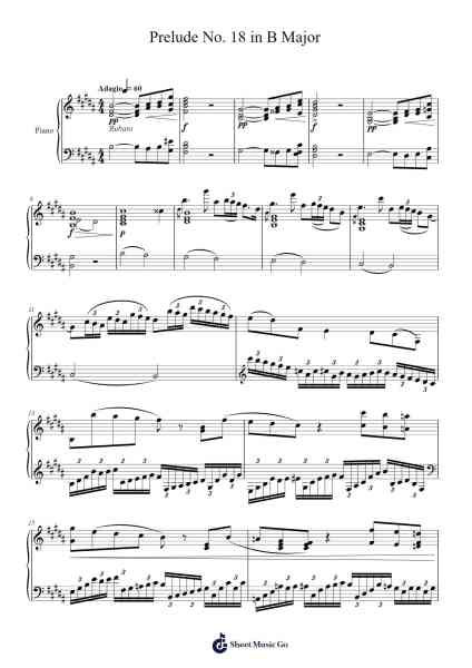 Prelude No. 18 in B Major Sheet Music by Eleazar Torres Gallegos-Arr.Caewald Tabpritt
