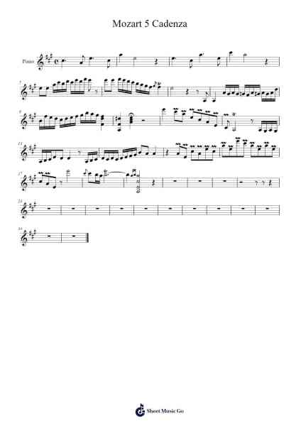 Mozart 5 Cadenza 乐谱由 WHO AM I - 编曲 Waygrid