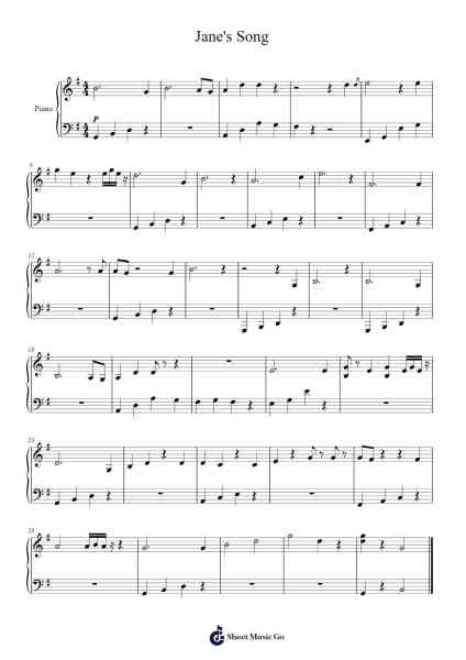 Jane's Song Sheet Music by Tyler Hawkins-Arr.Thomfrank Springper