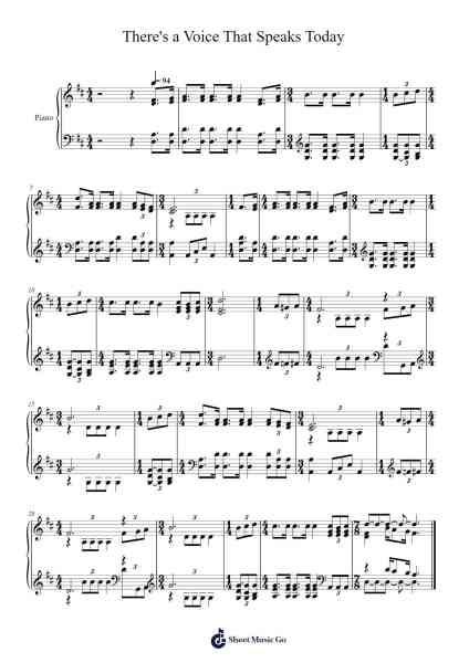 There's a voice that speaks today Musica per pianoforte di Isaac Watts - Arr.Narion