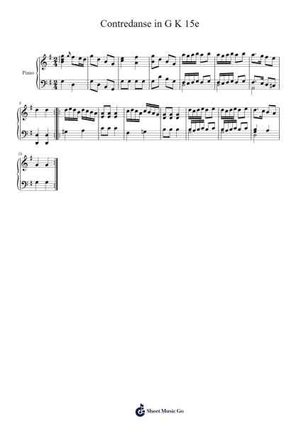 Contredanse in G, K. 15e 樂譜由 Wolfgang Amadeus Mozart - 編曲 Roxantab Mushaw