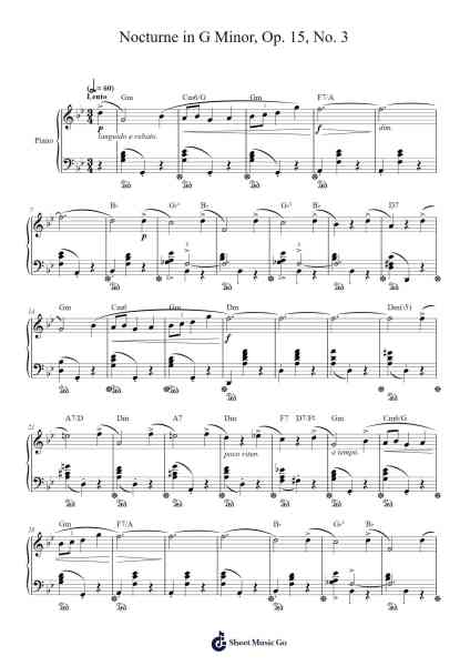 Nocturne in G Minor, Op. 15, No. 3 乐谱由 Frédéric Chopin - 编曲 Vinpeare
