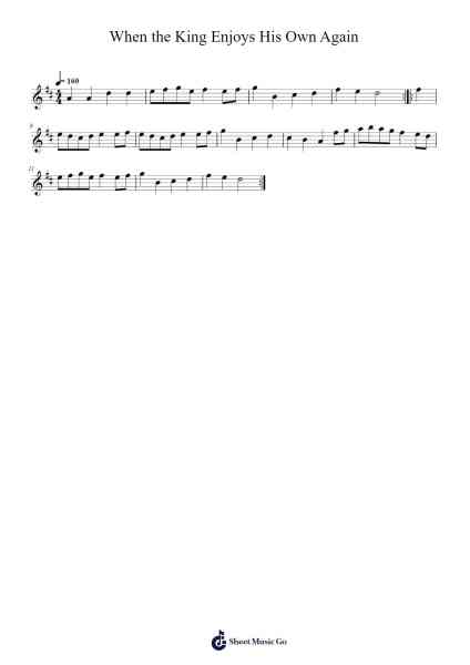 When the King Enjoys His Own Again Musica per pianoforte di CeticBasketball - Arr.Zaharte Whlith