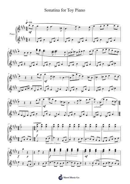 Sonatina for Toy Piano Sheet Music by Florian Roeseler-Arr.Lynstrong Derlard