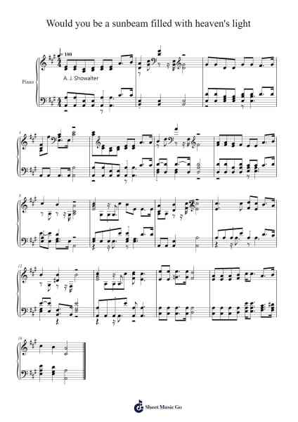 Would You Be a Sunbeam Sheet Music by Isaac Watts-Arr.Pumens Faulkgrant