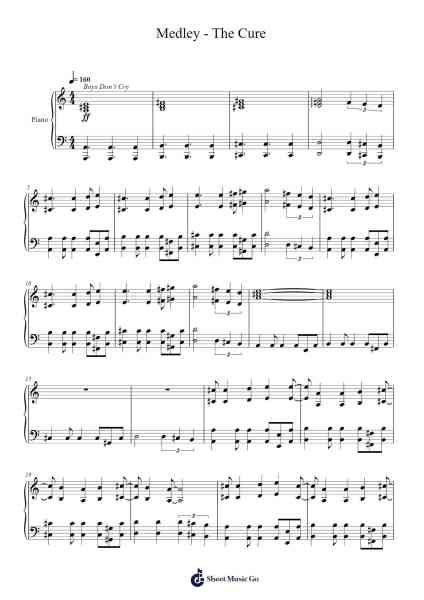 Medley - The Cure Sheet Music by The Cure-Arr.Bulgy Boylebaird