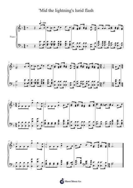 'Mid the lightning's lurid flash Sheet Music by Isaac Watts-Arr.Glennthus