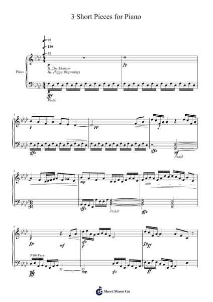 3 Short Pieces for Piano Sheet Music by Mei Lia White-Arr.Wilhelker Croftsdrew