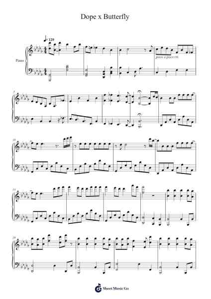 Dope x Butterfly Sheet Music by Joryork Churgail-Arr.Boyleva Efglan