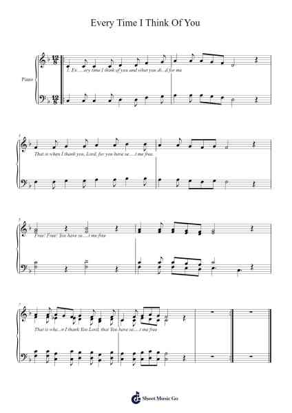 Every Time I Think Of You Sheet Music by Simpfey Dodddel-Arr.Dougtin Vashop