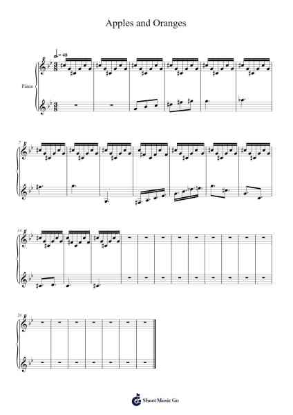 Apples and Oranges 樂譜由 Peter Lee - 編曲 Evejob