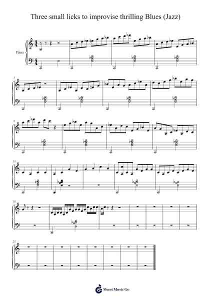 Three small licks to improvise thrilling Blues (Jazz) 악보 Andrea Rinaldi - 편곡 Wattle
