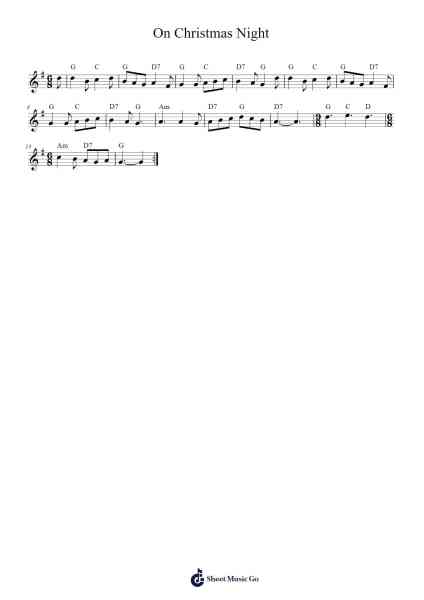 On Christmas Night Sheet Music by AndantinoSlipk-Arr.Linee Bushsopp