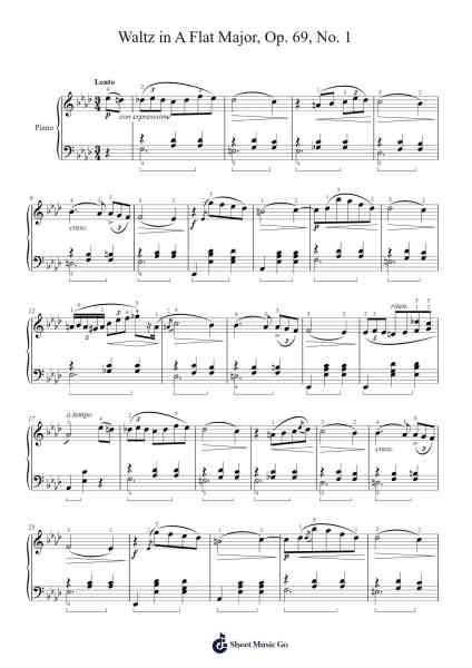 Waltz in A Flat Major, Op. 69, No. 1 Sheet Music by Frédéric Chopin-Arr.Joejosh Demptout