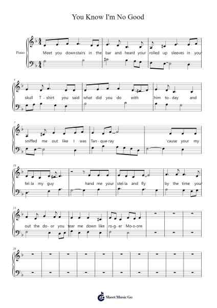 You Know I'm No Good 樂譜由 Amy Winehouse - 編曲 Dougnick Steinmeo