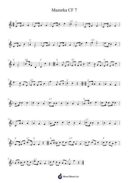 Mazurka CF 7 Sheet Music by RadioNet-Arr.Joejosh Demptout