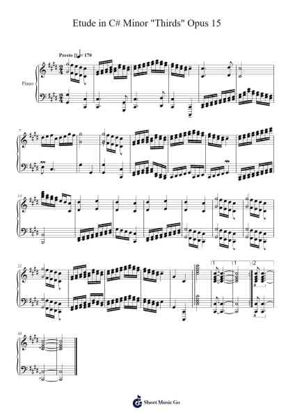 Etude in C# Minor "Thirds" Opus 15 乐谱由 Harry Rees - 编曲 Dilliz Woolfsil