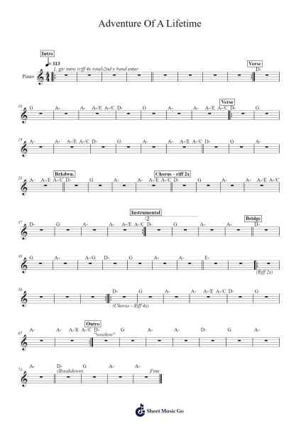 Adventure Of A Lifetime Bladmuziek van Coldplay-Arr.Carrckle Clevesnow