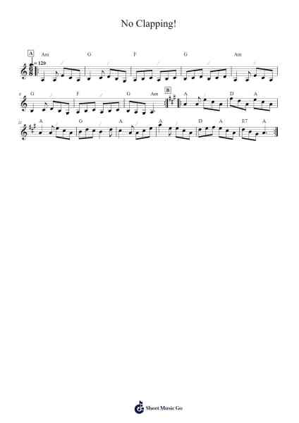 No Clapping! 乐谱由 Colin Hume - 编曲 Brookjoy