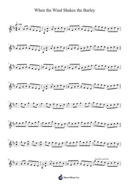 When the Wind Shakes the Barley Sheet Music by Merpe-Arr.Cranethe Dougledk