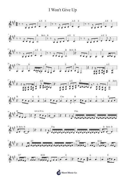 I Won't Give Up Sheet Music by undefined-Arr.Cisgrey