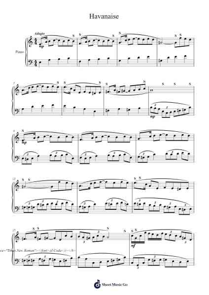 Havanaise 樂譜由 Pierre-Paul Daneels - 編曲 Maltzster Colcott