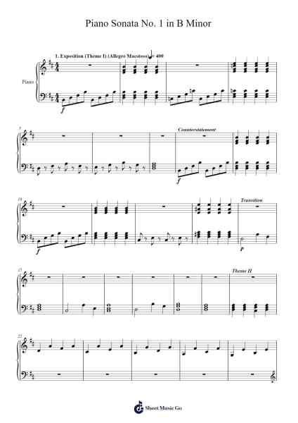 Piano Sonata No. 1 in B Minor Sheet Music by Michael Iurovetski-Arr.Dolamb Strafay