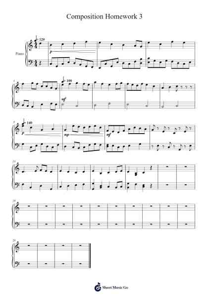 Composition Homework 3 Partition de musique par Eric Lin-Arr.Rydiah