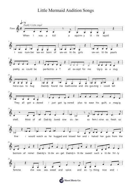 Little Mermaid Audition Songs Sheet Music by undefined-Arr.Bushdiah Kenthood