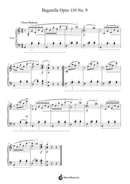 Bagatelle Opus 119 No. 9 樂譜由 Ludwig van Beethoven - 編曲 Bumie Dorion