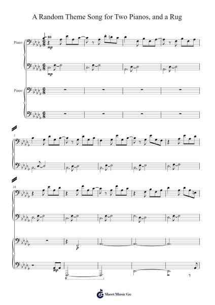 A Random Theme Song for Two Pianos, and a Rug Notenblatt von -Arr.Mickmin