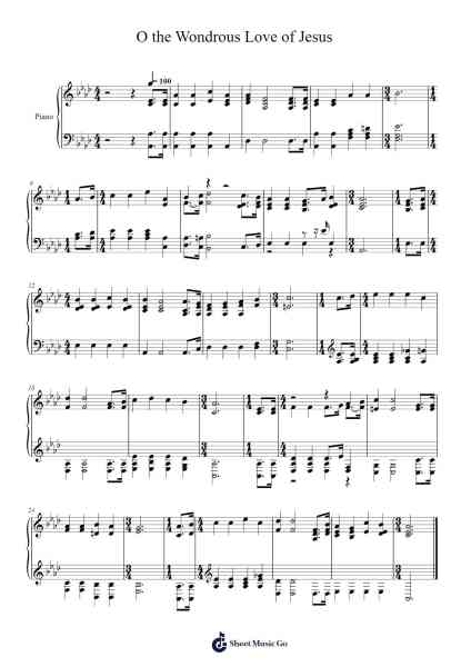 O the Wondrous Love of Jesus 樂譜由 Isaac Watts - 編曲 Priney Grelen