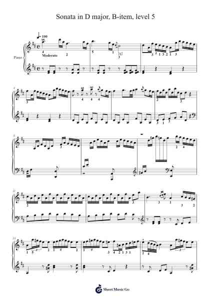 Sonata in D major, B-item, level 5 Sheet Music by undefined-Arr.Vindiah Jeanvis