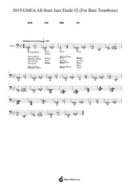 2019 GMEA All-State Jazz Etude #2 (For Bass Trombone) 樂譜由 Weza Jamison-Neto - 編曲 Manreade