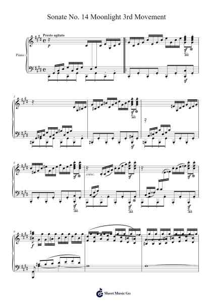 Piano Sonata No. 14 in C-Sharp Minor, Op. 27, No. 2 "Moonlight": III. Presto agitato Ноты для фортепиано от Ludwig van Beethoven-Arr.Humlouie