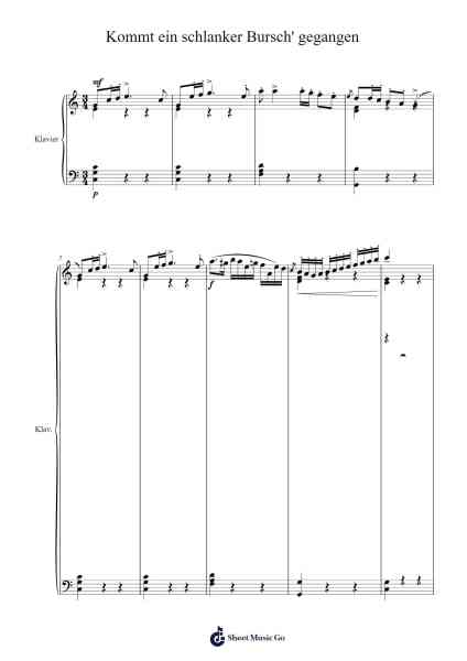 Kommt ein schlanker Bursch' gegangen Sheet Music by Carl Maria von Weber-Arr.Freetein
