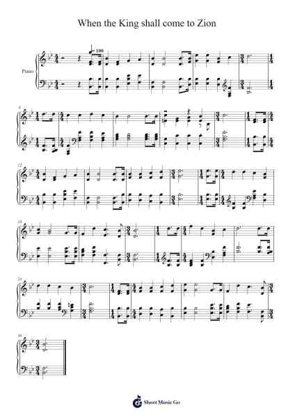 When the King Shall Come to Zion Musica per pianoforte di Isaac Watts - Arr.Manssom Pulwylde
