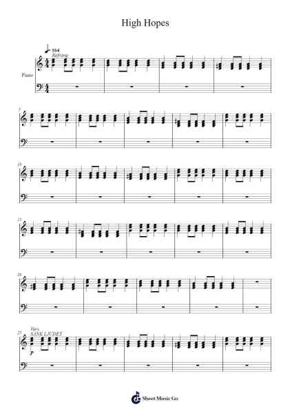 High Hopes Ноты для фортепиано от Philip Andersson-Arr.Lytnoah