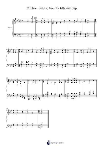O Thou, Whose Bounty Fills My Cup 樂譜由 Isaac Watts - 編曲 Pojudd Sheishua